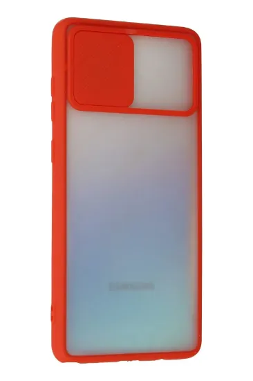 Newface Samsung Galaxy A81 / Note 10 Lite Kılıf Palm Buzlu Kamera Sürgülü Silikon - Kırmızı resmi