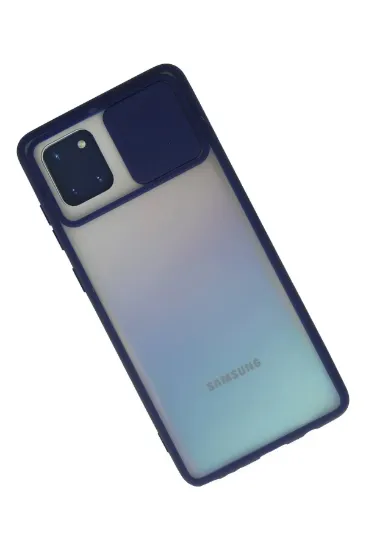 Newface Samsung Galaxy A81 / Note 10 Lite Kılıf Palm Buzlu Kamera Sürgülü Silikon - Lacivert resmi