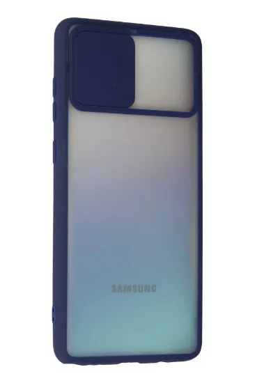 Newface Samsung Galaxy A81 / Note 10 Lite Kılıf Palm Buzlu Kamera Sürgülü Silikon - Lacivert resmi