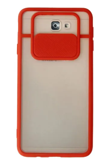 Newface Samsung Galaxy J7 Prime Kılıf Palm Buzlu Kamera Sürgülü Silikon - Kırmızı resmi