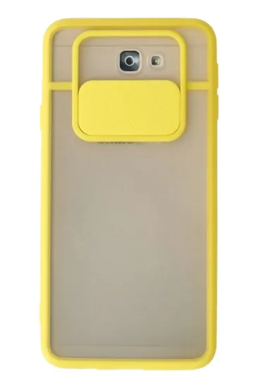 Newface Samsung Galaxy J7 Prime Kılıf Palm Buzlu Kamera Sürgülü Silikon - Sarı resmi