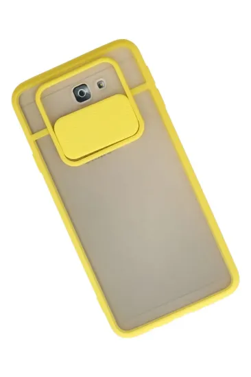 Newface Samsung Galaxy J7 Prime Kılıf Palm Buzlu Kamera Sürgülü Silikon - Sarı resmi