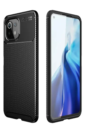 Newface Xiaomi Mİ 11 Lite Kılıf Auto Focus Karbon Kapak - Siyah resmi