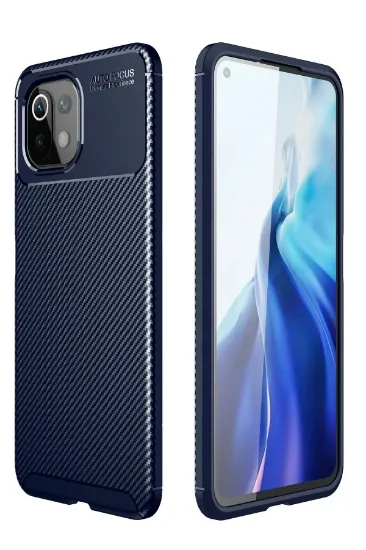 Newface Xiaomi Mİ 11 Lite Kılıf Auto Focus Karbon Kapak - Lacivert resmi