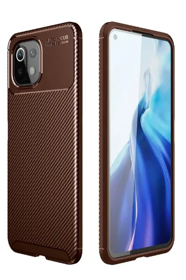 Newface Xiaomi Mİ 11 Lite Kılıf Auto Focus Karbon Kapak - Kahverengi resmi
