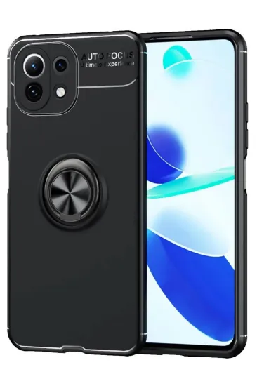 Newface Xiaomi Mİ 11 Lite Kılıf Range Yüzüklü Silikon - Siyah resmi