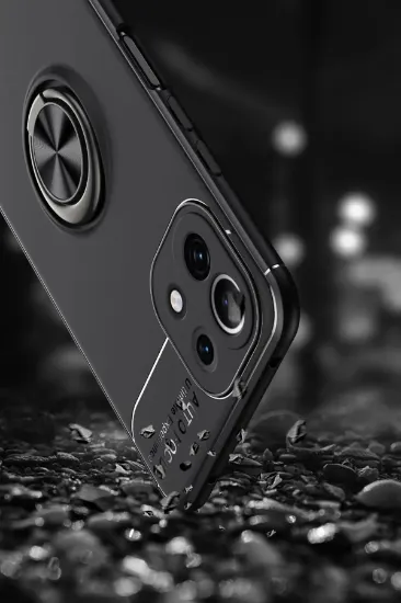 Newface Xiaomi Mİ 11 Lite Kılıf Range Yüzüklü Silikon - Siyah-Gold resmi