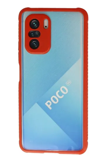 Newface Xiaomi Poco F3 Kılıf Miami Şeffaf Silikon - Kırmızı resmi