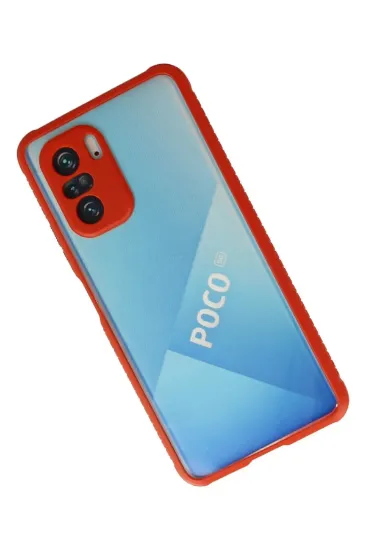 Newface Xiaomi Poco F3 Kılıf Miami Şeffaf Silikon - Kırmızı resmi