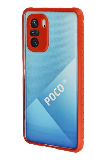 Newface Xiaomi Poco F3 Kılıf Miami Şeffaf Silikon - Kırmızı resmi