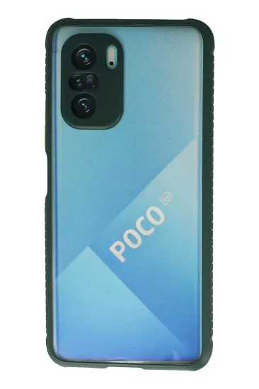 Newface Xiaomi Poco F3 Kılıf Miami Şeffaf Silikon - Koyu Yeşil resmi