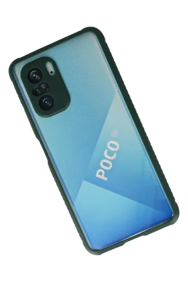 Newface Xiaomi Poco F3 Kılıf Miami Şeffaf Silikon - Koyu Yeşil resmi