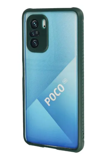 Newface Xiaomi Poco F3 Kılıf Miami Şeffaf Silikon - Koyu Yeşil resmi