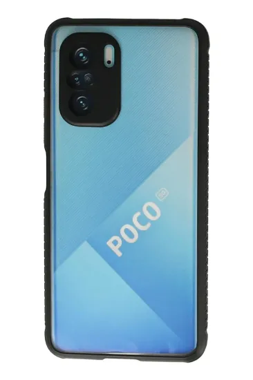 Newface Xiaomi Poco F3 Kılıf Miami Şeffaf Silikon - Siyah resmi