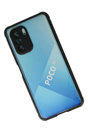 Newface Xiaomi Poco F3 Kılıf Miami Şeffaf Silikon - Siyah resmi