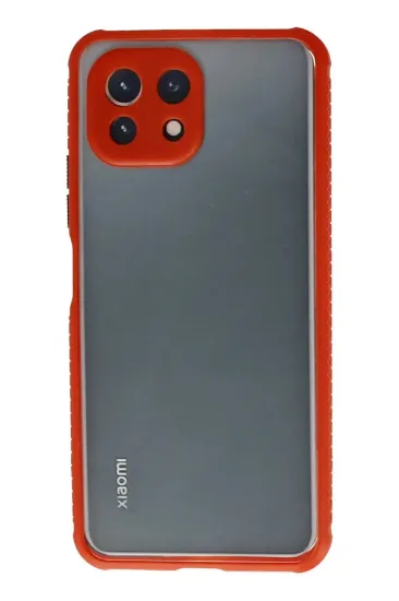 Newface Xiaomi Mİ 11 Lite Kılıf Miami Şeffaf Silikon - Kırmızı resmi