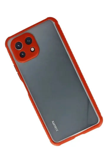 Newface Xiaomi Mİ 11 Lite Kılıf Miami Şeffaf Silikon - Kırmızı resmi