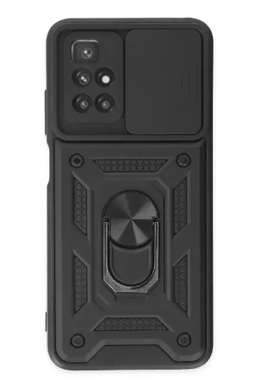 Newface Xiaomi Redmi 10 2022 Kılıf Pars Lens Yüzüklü Silikon - Siyah resmi