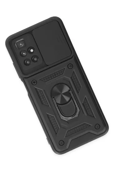 Newface Xiaomi Redmi 10 2022 Kılıf Pars Lens Yüzüklü Silikon - Siyah resmi