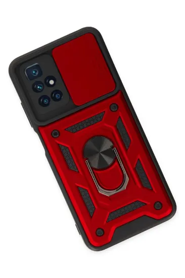 Newface Xiaomi Redmi 10 2022 Kılıf Pars Lens Yüzüklü Silikon - Kırmızı resmi