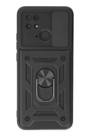 Newface Xiaomi Redmi 10C Kılıf Pars Lens Yüzüklü Silikon - Siyah resmi