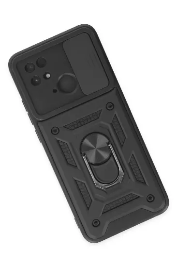 Newface Xiaomi Redmi 10C Kılıf Pars Lens Yüzüklü Silikon - Siyah resmi