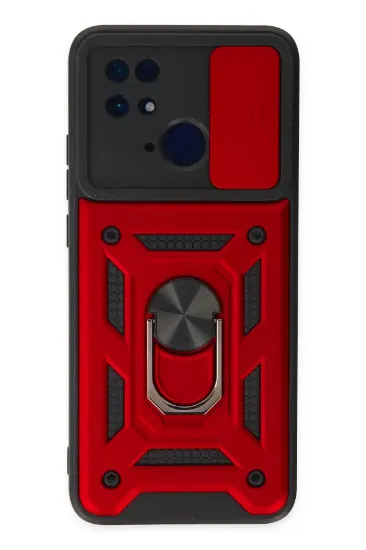 Newface Xiaomi Redmi 10C Kılıf Pars Lens Yüzüklü Silikon - Kırmızı resmi