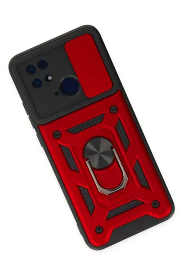 Newface Xiaomi Redmi 10C Kılıf Pars Lens Yüzüklü Silikon - Kırmızı resmi