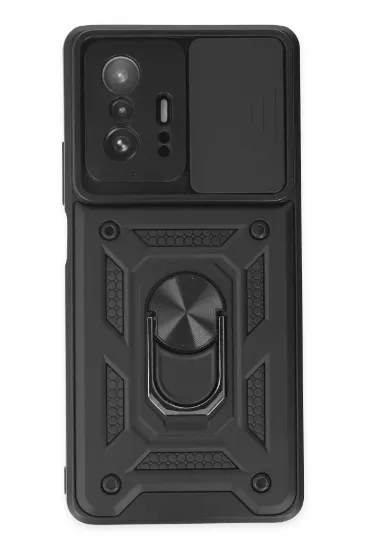 Newface Xiaomi Mi 11T Pro Kılıf Pars Lens Yüzüklü Silikon - Siyah resmi