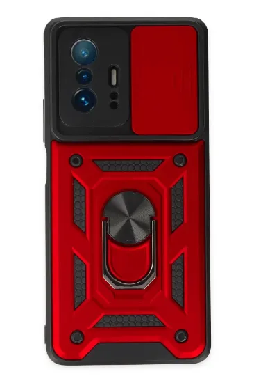 Newface Xiaomi Mi 11T Pro Kılıf Pars Lens Yüzüklü Silikon - Kırmızı resmi