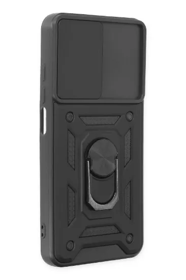 Newface Xiaomi Redmi Note 9 4G Kılıf Pars Lens Yüzüklü Silikon - Siyah resmi