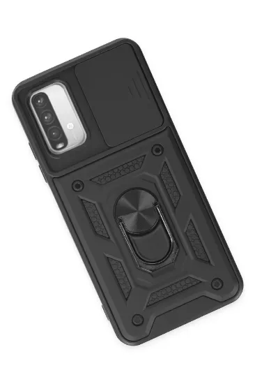 Newface Xiaomi Redmi Note 9 4G Kılıf Pars Lens Yüzüklü Silikon - Siyah resmi