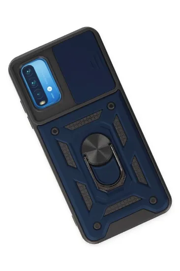 Newface Xiaomi Redmi Note 9 4G Kılıf Pars Lens Yüzüklü Silikon - Lacivert resmi