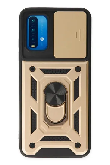 Newface Xiaomi Redmi Note 9 4G Kılıf Pars Lens Yüzüklü Silikon - Gold resmi