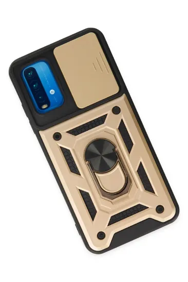 Newface Xiaomi Redmi Note 9 4G Kılıf Pars Lens Yüzüklü Silikon - Gold resmi