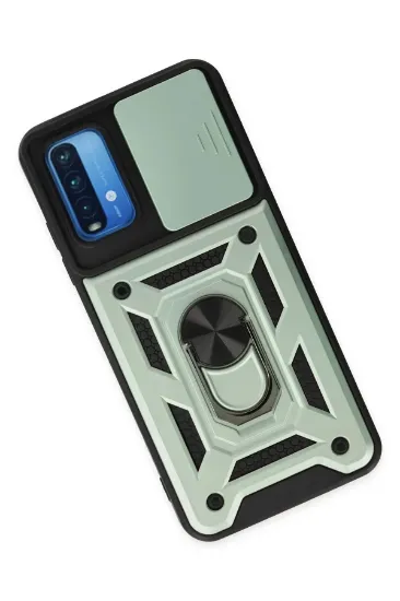 Newface Xiaomi Redmi Note 9 4G Kılıf Pars Lens Yüzüklü Silikon - Yeşil resmi