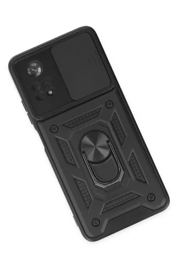 Newface Xiaomi Poco X4 Pro 5G Kılıf Pars Lens Yüzüklü Silikon - Siyah resmi