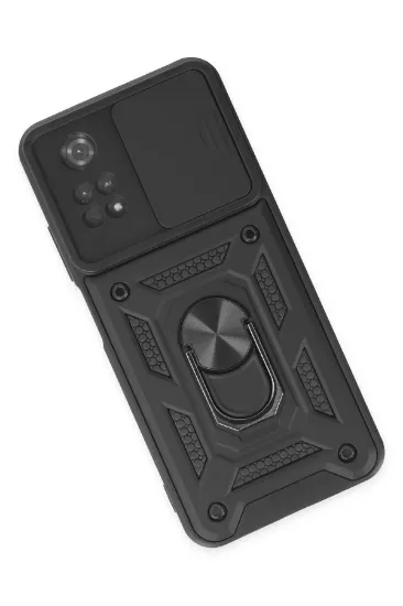 Newface Xiaomi Poco M4 Pro 4G Kılıf Pars Lens Yüzüklü Silikon - Siyah resmi