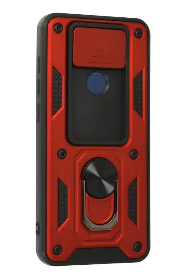 Newface Xiaomi Redmi Note 9 Kılıf Pars Lens Yüzüklü Silikon - Kırmızı resmi