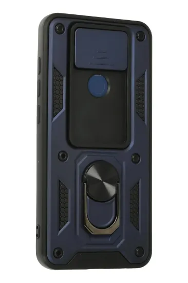 Newface Xiaomi Redmi Note 9 Kılıf Pars Lens Yüzüklü Silikon - Lacivert resmi
