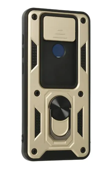Newface Xiaomi Redmi Note 9 Kılıf Pars Lens Yüzüklü Silikon - Gold resmi