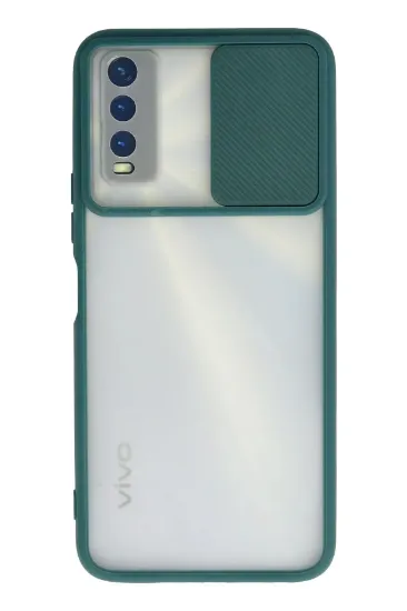 Newface Vivo Y11S Kılıf Palm Buzlu Kamera Sürgülü Silikon - Yeşil resmi