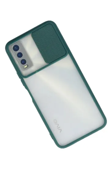 Newface Vivo Y11S Kılıf Palm Buzlu Kamera Sürgülü Silikon - Yeşil resmi