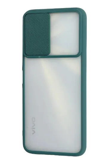Newface Vivo Y11S Kılıf Palm Buzlu Kamera Sürgülü Silikon - Yeşil resmi