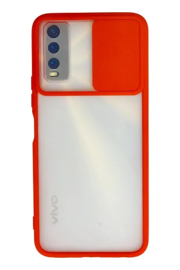 Newface Vivo Y11S Kılıf Palm Buzlu Kamera Sürgülü Silikon - Kırmızı resmi