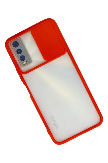 Newface Vivo Y11S Kılıf Palm Buzlu Kamera Sürgülü Silikon - Kırmızı resmi
