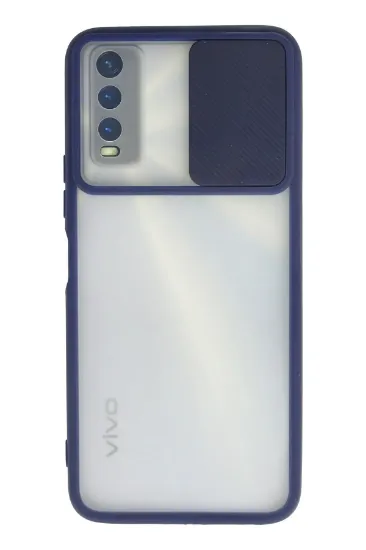 Newface Vivo Y11S Kılıf Palm Buzlu Kamera Sürgülü Silikon - Lacivert resmi