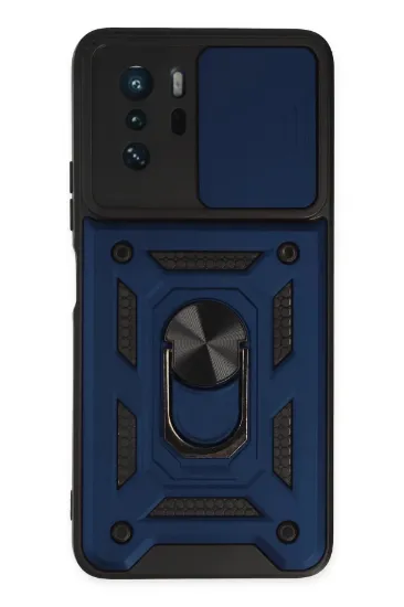 Newface Xiaomi Poco X3 GT Kılıf Pars Lens Yüzüklü Silikon - Lacivert resmi