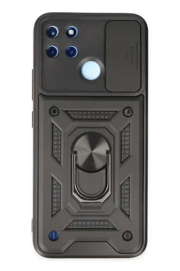 Newface Realme C25Y Kılıf Pars Lens Yüzüklü Silikon - Siyah resmi