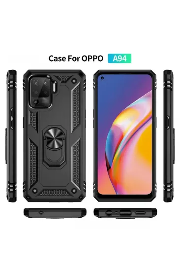 Newface Oppo Reno 5 Lite Kılıf Sofya Yüzüklü Silikon Kapak - Siyah resmi